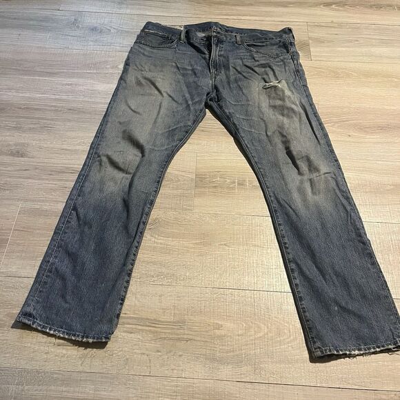 Polo Ralph Lauren Jeans Mens 35x30 (Fits 38x32) Blue Hampton Straight Distressed - Picture 1 of 10